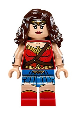 Wonder Woman with Gold Tiara and Reddish Brown Shoulder Strap