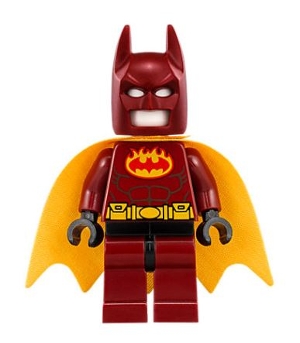 Batman, Dark Red Suit, Bright Light Orange Cape, Dark Red Cowl (Firestarter Outfit)