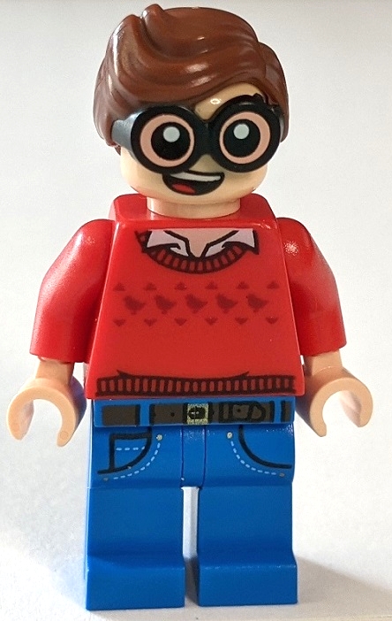 Dick Grayson with Red Sweater with Dark Red Robins Pattern