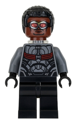 Falcon in Dark Bluish Gray and Black Suit with Neck Bracket