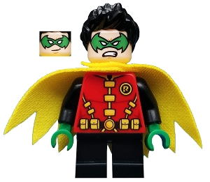 Robin with Green Eyemask and Hands, Short Legs, and Yellow Cape