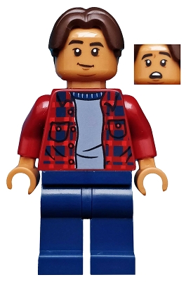 Ned Leeds with Dark Red Plaid Shirt and Dark Blue Legs