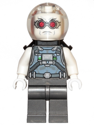 Mr. Freeze with Pearl Dark Gray Outfit and Neck Bracket with 4 Bars