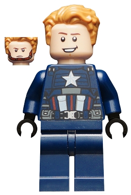 Captain America in Dark Blue Outfit with Black Hands and Hair