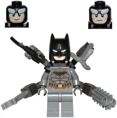 Batman, Dark Bluish Gray Suit, Black Cowl, Neck Bracket with Bars
