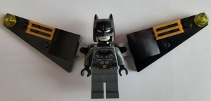 Batman, Dark Bluish Gray Suit, Black Cowl, Neck Bracket with Pin Holes