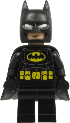 Batman - Black Suit, Yellow Belt with Medium Nougat Details, Cowl with White Eyes, Flexible Rubber Cape