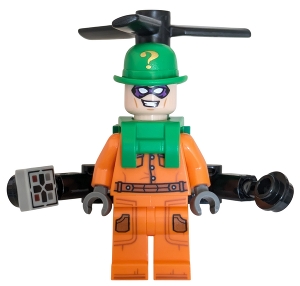 The Riddler - Orange Prison Jumpsuit, Side Pockets, Helicopter Backpack
