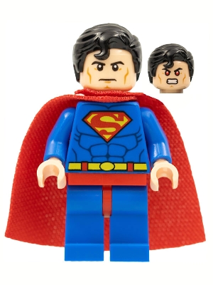 Superman - Blue Suit, Dual Sided Head with Red Eyes on Reverse, Spongy Soft Knit Cape