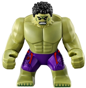 Hulk with Black Hair and Dark Purple Pants with Avengers Logo