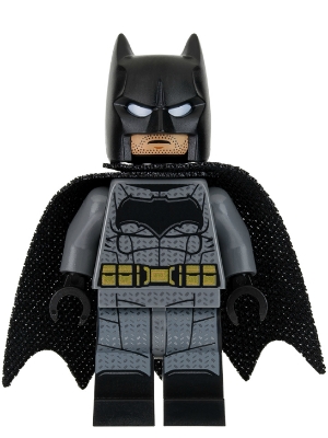Batman - Dark Bluish Gray Suit, Gold Belt, Black Hands, Large Bat Logo, Printed Legs, Stubble