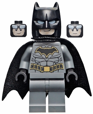 Batman - Dark Bluish Gray Suit with Gold Outline Belt and Crest, Mask and Cape &#40;Type 3 Cowl, Spongy Cape&#41;