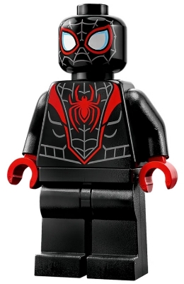 Spider-Man (Miles Morales) - Dark Bluish Gray Webbing on Head, Red Hands (76244)