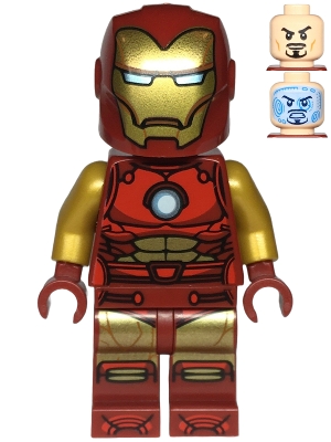 Iron Man - Dark Red and Gold Armor, Round Arc Reactor, Pearl Gold Arms, One Piece Helmet