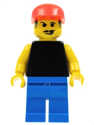 Plain Black Torso with Yellow Arms, Blue Legs, Red Cap (Soccer Fan)