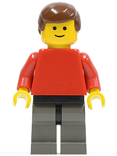 Plain Red Torso with Red Arms, Dark Gray Legs, Brown Male Hair