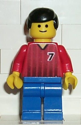 Soccer Player - Red and Blue Team with Number 7