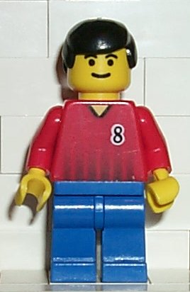 Soccer Player - Red and Blue Team with Number 8