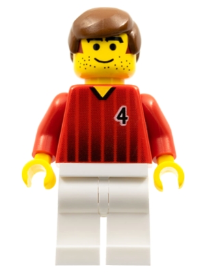 Soccer Player - Red and White Team with Number 4