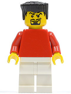 Plain Red Torso with Red Arms, White Legs, Black Flat Top Hair &#40;Soccer Player&#41;