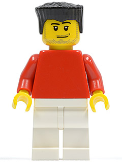 Plain Red Torso with Red Arms, White Legs, Black Flat Top Hair, Smirk and Stubble Beard &#40;Soccer Player&#41;