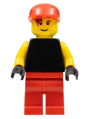 Plain Black Torso with Yellow Arms, Black Hands, Red Legs, Red Cap (Soccer Goalie)