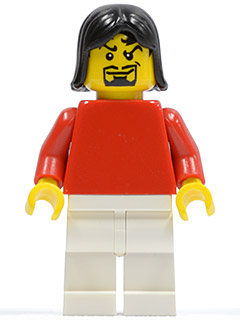 Plain Red Torso with Red Arms, White Legs, Black Female Hair, Moustache (Soccer Player)