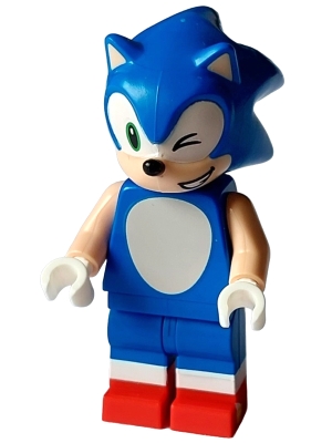 Sonic the Hedgehog - Light Nougat Face and Arms, Winking, Open Mouth Smile to Left