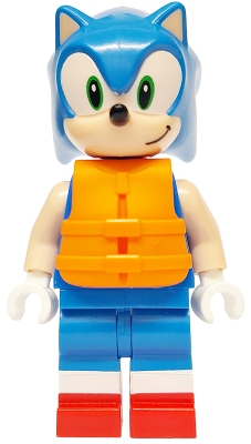 Sonic the Hedgehog, Light Nougat Face, Green Eyes, Orange Life Vest