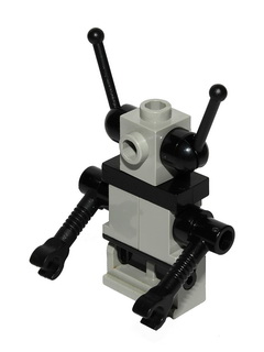 Classic Space Droid - Hinge Base, Light Gray with Black Arms and Antennae