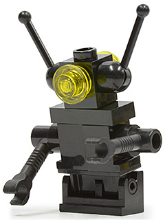 Classic Space Droid - Hinge Base, Black with Trans-Yellow Eyes &#40;Bar through Torso&#41;