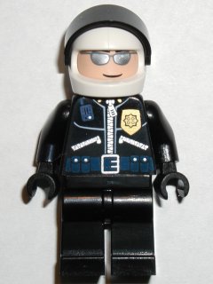 Police - Highway Patrolman, Black Shirt w/Badge and Radio, Black Legs, White Helmet