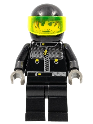 Male Actor 3, Driver, Black Helmet, Trans-Neon Green Visor