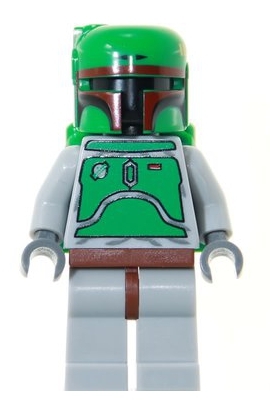 Boba Fett, Helmet and Jetpack with Dark Red Highlights, Light Bluish Gray Armor