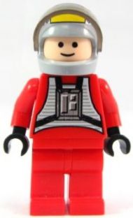 Rebel Pilot B-wing - Light Nougat Head, Light Bluish Gray Helmet, Trans-Black Visor, Red Flight Suit