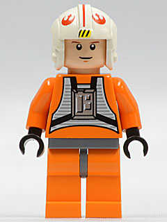 Luke Skywalker - Pilot Suit, Simple Torso and Helmet, Light Nougat Head, White Glints (2010)