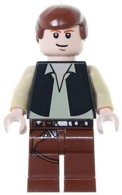 Han Solo, Black Vest, Reddish Brown Legs, Black Eyes - 3626c Head