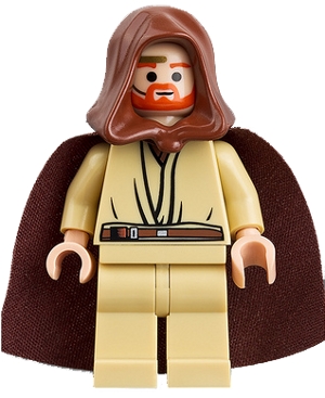 Obi-Wan Kenobi, Old, with Light Nougat Skin and Reddish Brown Hood and Cape, White Pupils