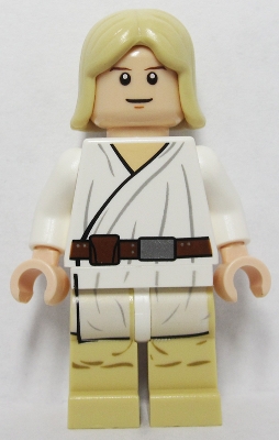 Luke Skywalker - Light Nougat, Long Hair, White Tunic, Tan Legs, White Glints