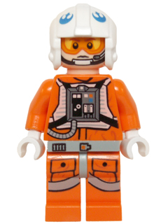 Rebel Pilot Snowspeeder, Orange Flight Suit, White Helmet, Orange and Yellow Visor