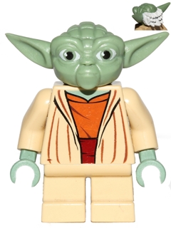 Yoda, Sand Green Head with White Hair, Dark Orange Undershirt