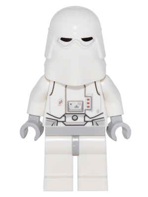 Snowtrooper, Light Bluish Gray Hips, Neck Bracket with Printed 1 x 1 Tile and 1 x 1 Plate with Clip Light