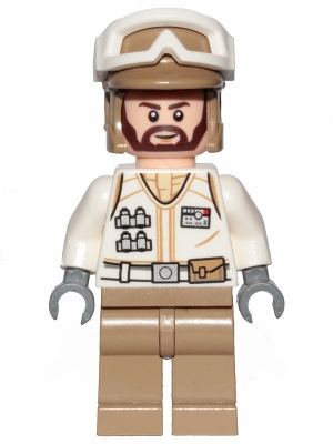 Hoth Rebel Trooper White Uniform, Dark Tan Legs &#40;Brown Angular Beard&#41;