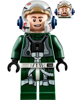 Rebel Pilot A-wing &#40;Open Helmet, Dark Green Jumpsuit, Smile / Scared&#41; &#40;Arvel Crynyd&#41;