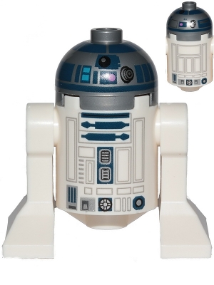 Astromech Droid, R2-D2, Flat Silver Head, Dark Pink Dots and Large Receptor, Back Printing