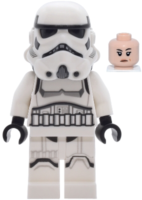 Imperial Stormtrooper - Female, Dual Molded Helmet with Light Bluish Gray Panels on Back, Shoulder Belts, Light Nougat Head