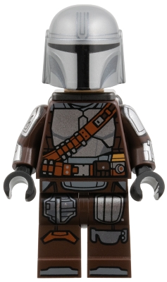 The Mandalorian / Din Djarin / 'Mando' - Silver Beskar Armor, Jetpack, Printed Head, Reddish Brown and Dark Silver Knee Pads