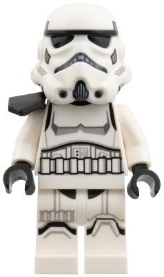 Imperial Stormtrooper - Male, Dual Molded Helmet with Light Bluish Gray Panels on Back, Shoulder Belts, Medium Nougat Head, Black Pauldron