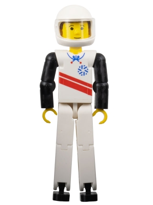 Technic Figure White Legs, White Top with Red Stripes Print, Black Arms [Skier] - White Helmet