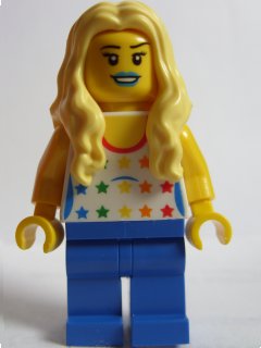 LEGO Brand Store Female, Shirt with Rainbow Stars, Long Wavy Hair &#40;no specific back printing&#41; {Glasgow}